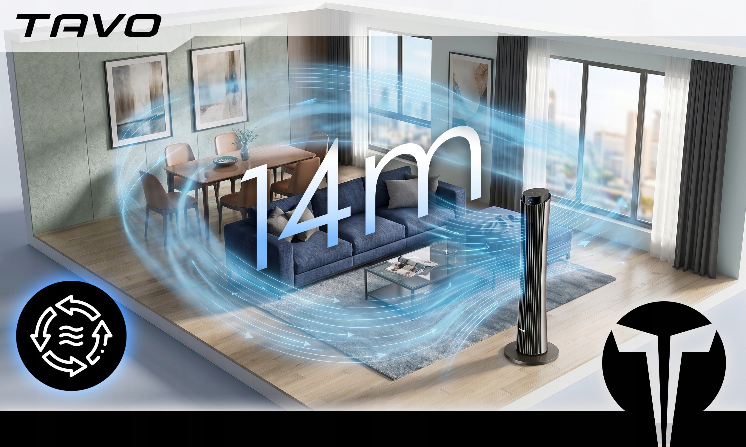Quiet Column Fan Ionization 25db Remote Control Windmill Standing Aroma Brand TAVO