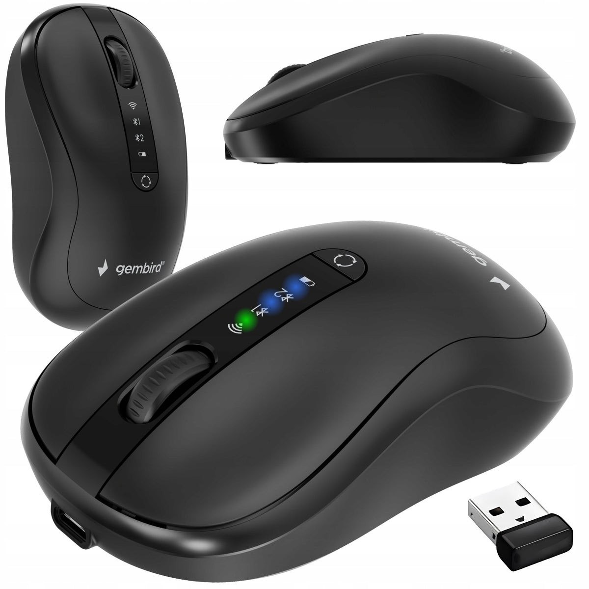 Quiet Mouse Wireless Bluetooth USB-wifi For Work and Office 3 DEVICES