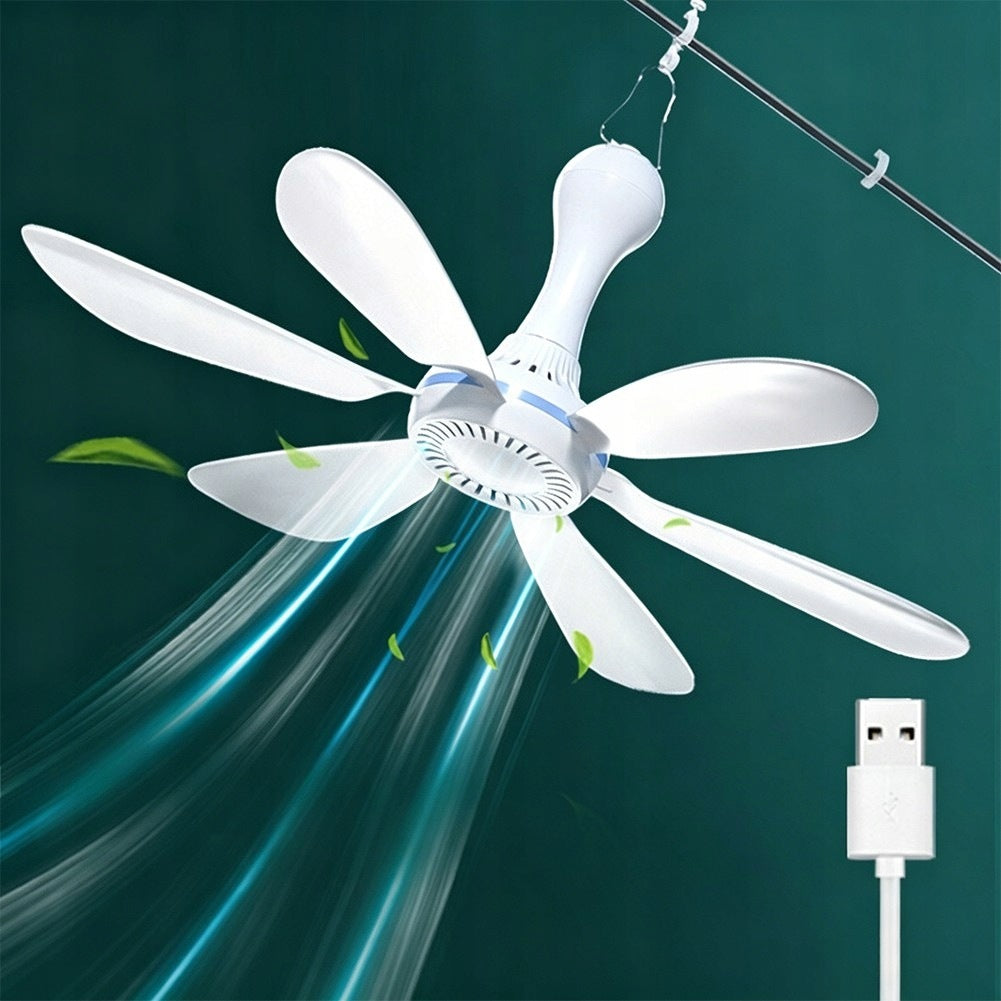 Quiet USB Hanging Fan for Tent 6 Blades Mini Windmill for Gazebo