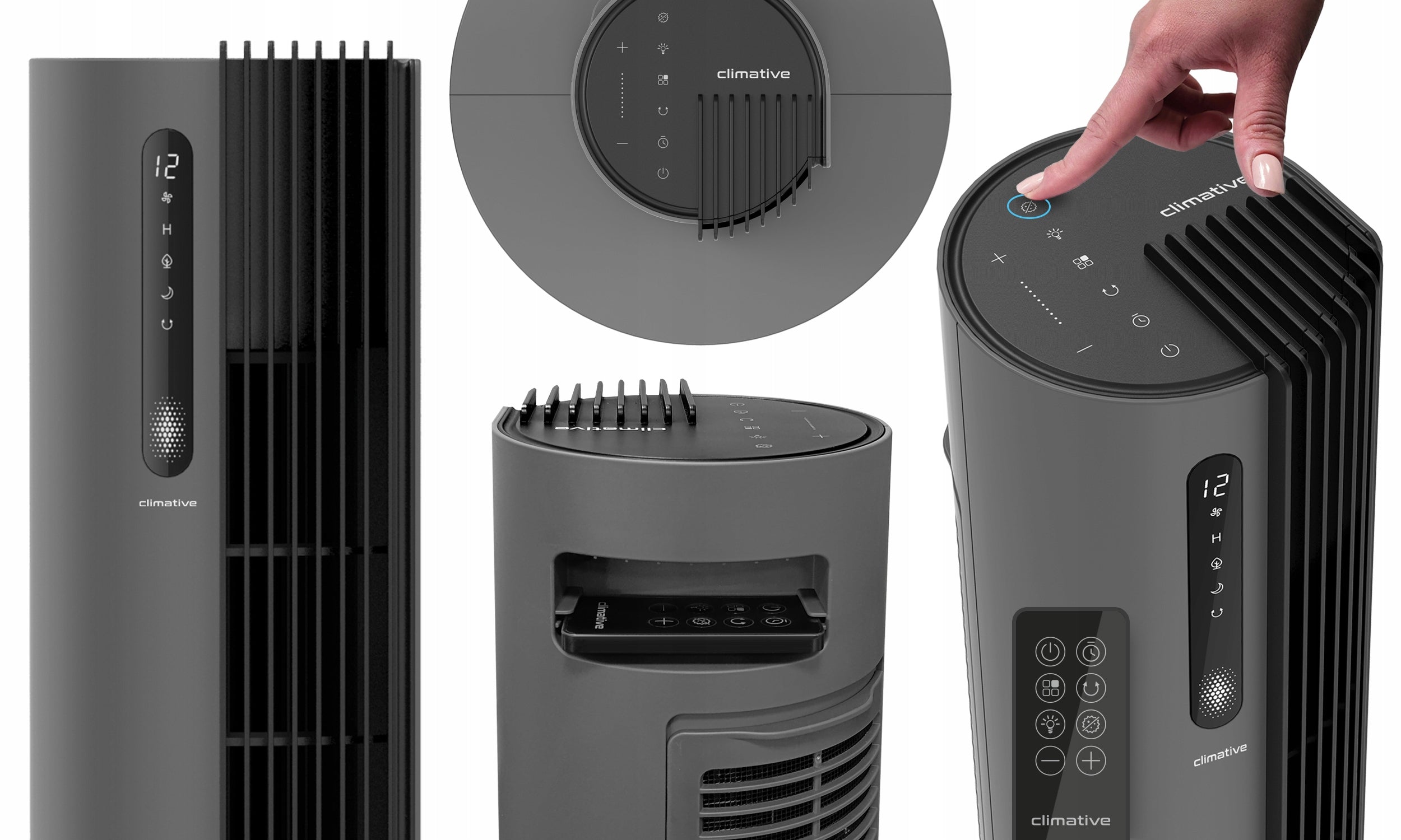 Quiet WIFI Column Fan 12 Levels PURE Plasma Ionization Black XL Model Wentylator stojący PURE AIR PLASMA WIFI