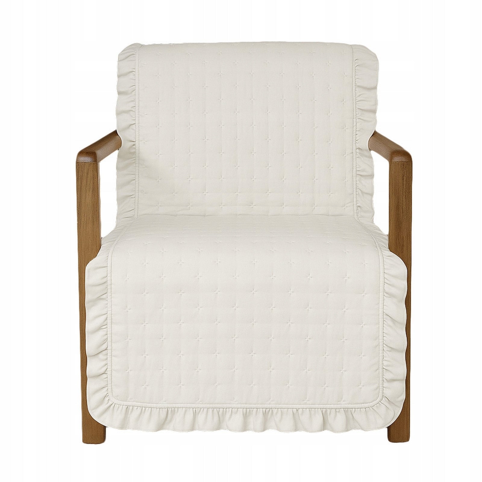 Quilted armchair cover with FRILL cap protector 70x160 cream Celia