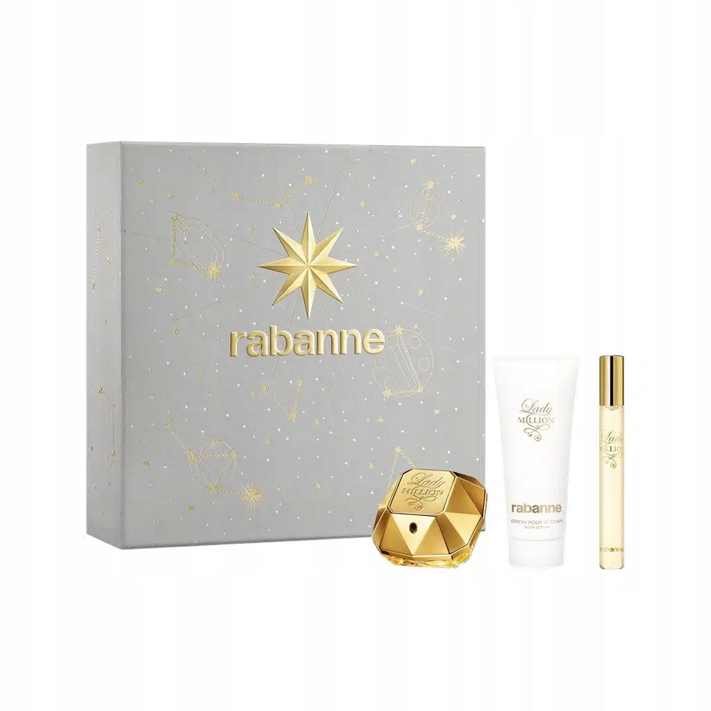 RABANNE LADY MILLION Perfume Set 50ML+10ML and Body Cream 100ML
