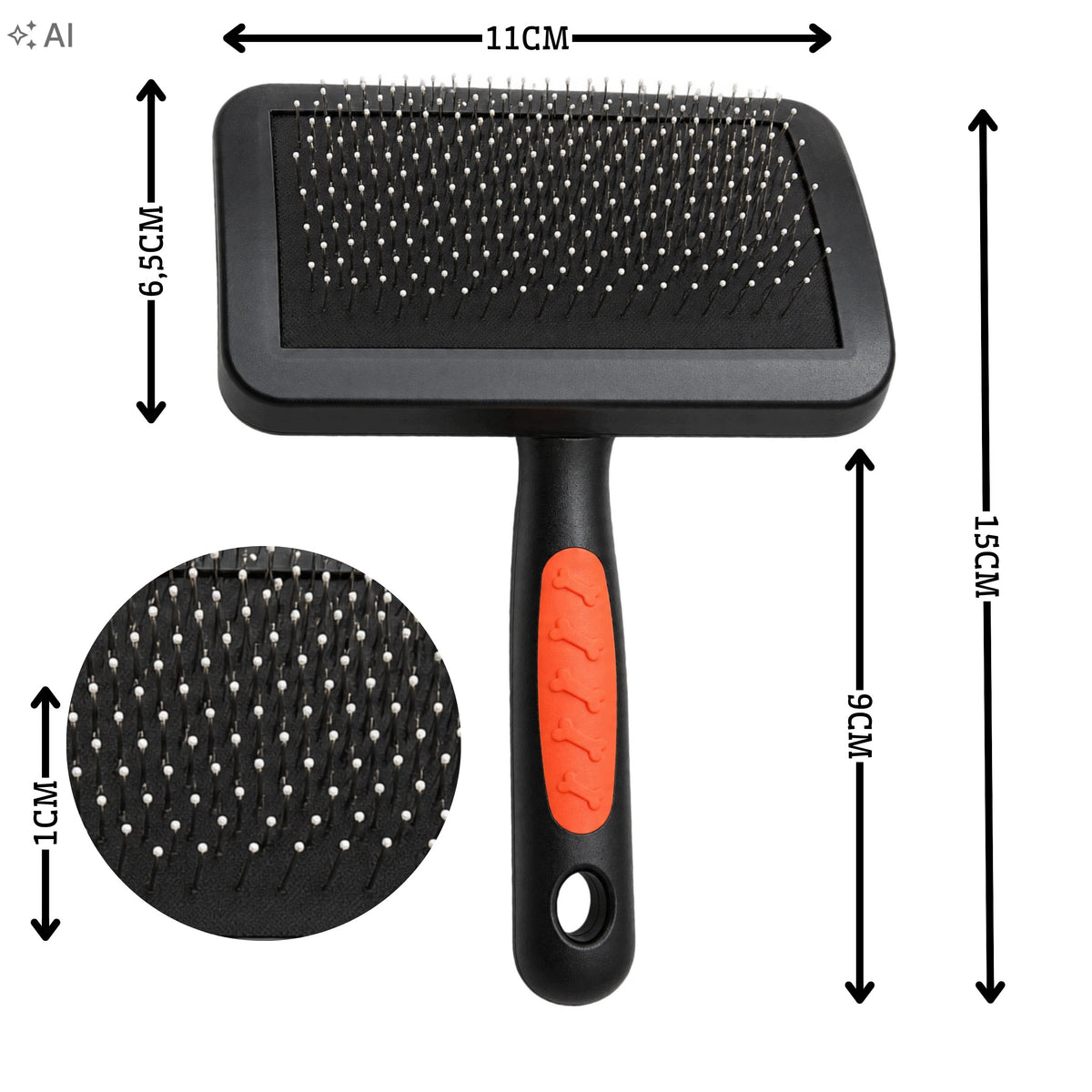 RABBIT CAT DOG HAIR BRUSH WITH NEEDLES COMB TRIMMER CARDED Packaging status original