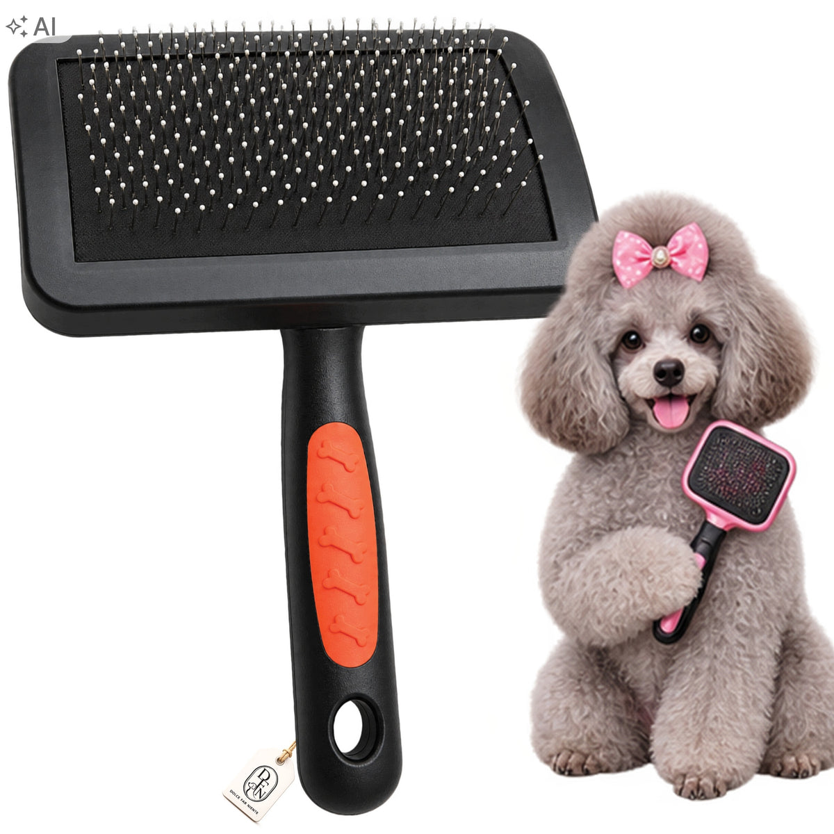 RABBIT CAT DOG HAIR BRUSH WITH NEEDLES COMB TRIMMER CARDED