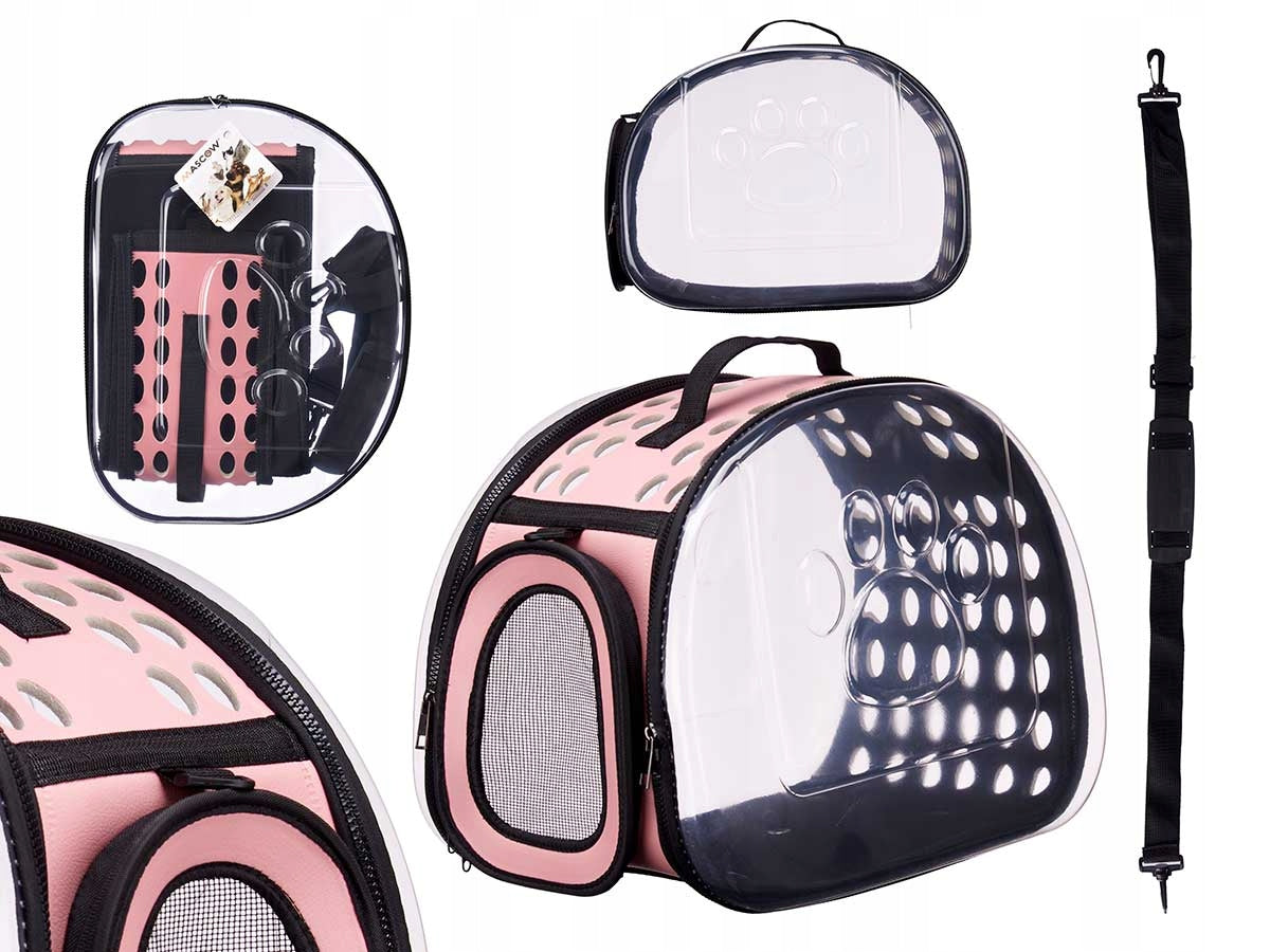 RABBIT CAT DOG TRANSPORTER Folding PINK Shoulder FOR ANIMALS LARGE