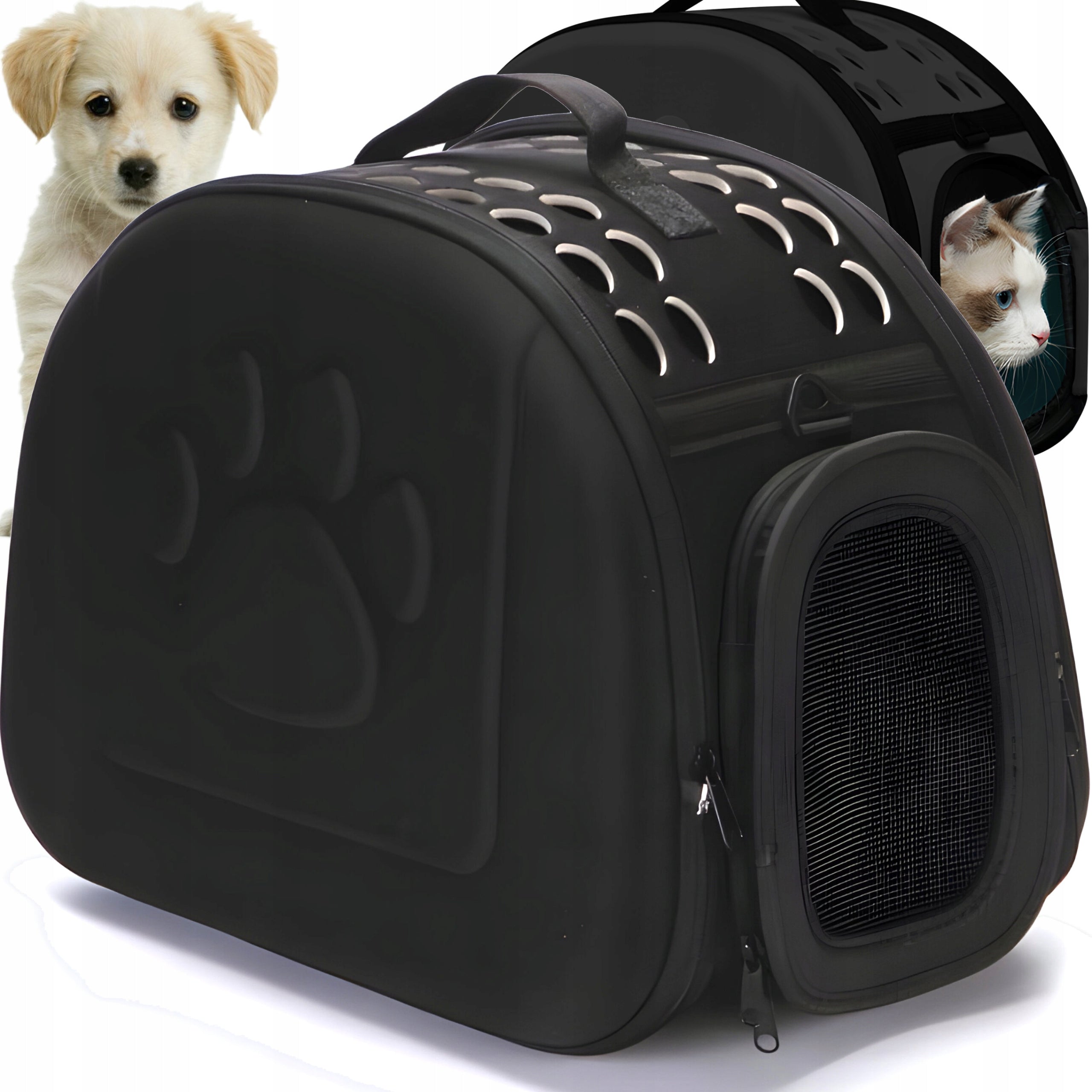 RABBIT CAT DOG TRANSPORTER TRAVEL BAG LARGE CAGE PLAYPEN BLACK