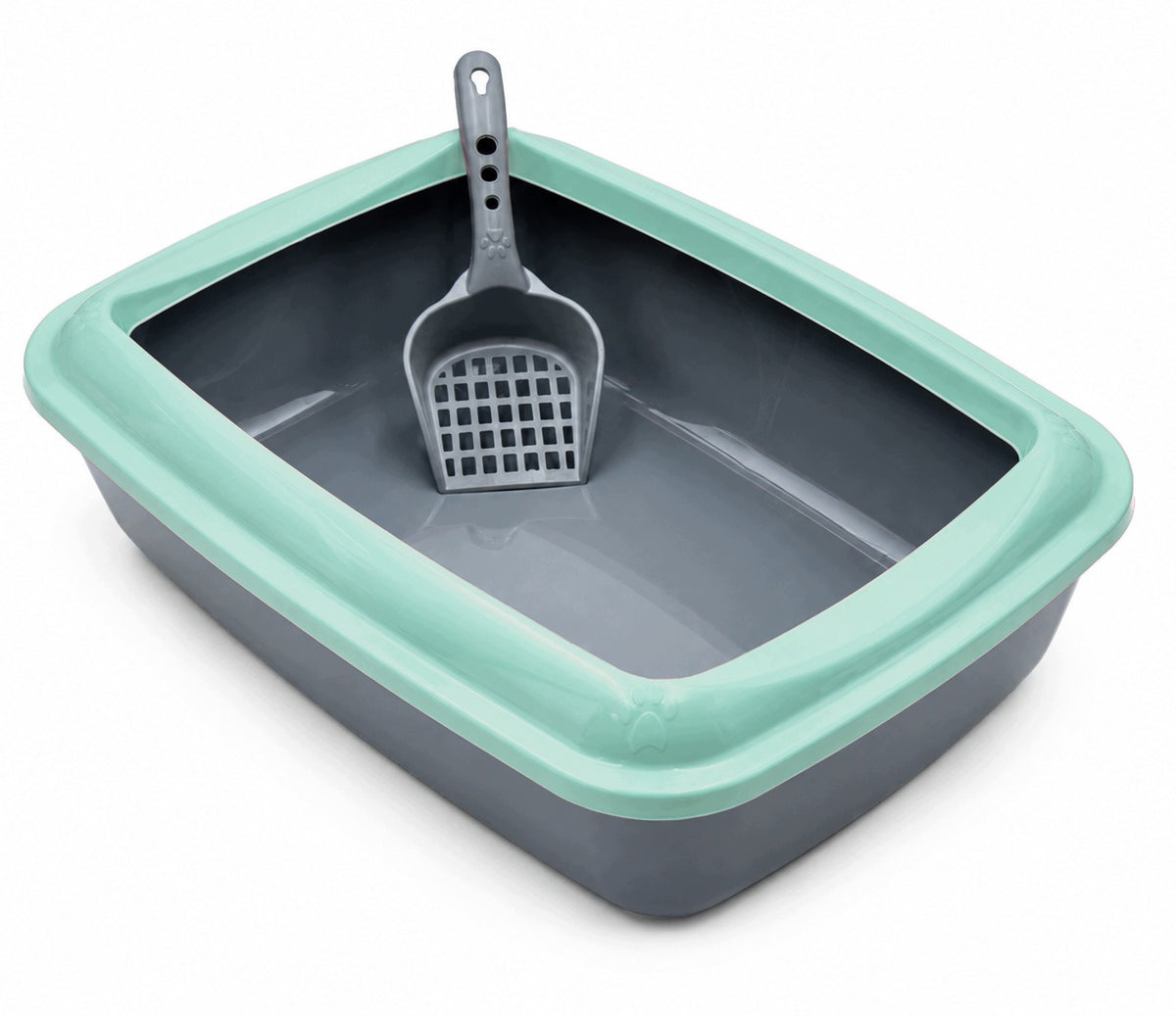 RABBIT CAT LITTER BOX LARGE TOILET WITH MINT FRAME + LITTER SPATULA Packaging status original