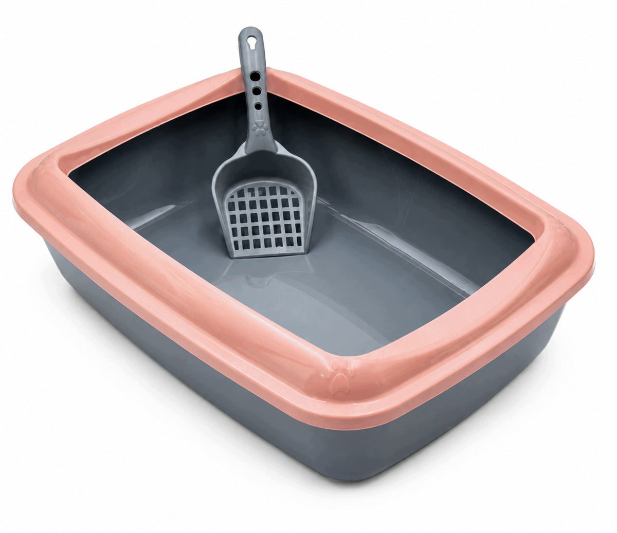 RABBIT CAT LITTER BOX LARGE TOILET WITH SALMON FRAME + LITTER SPATULA Packaging status original
