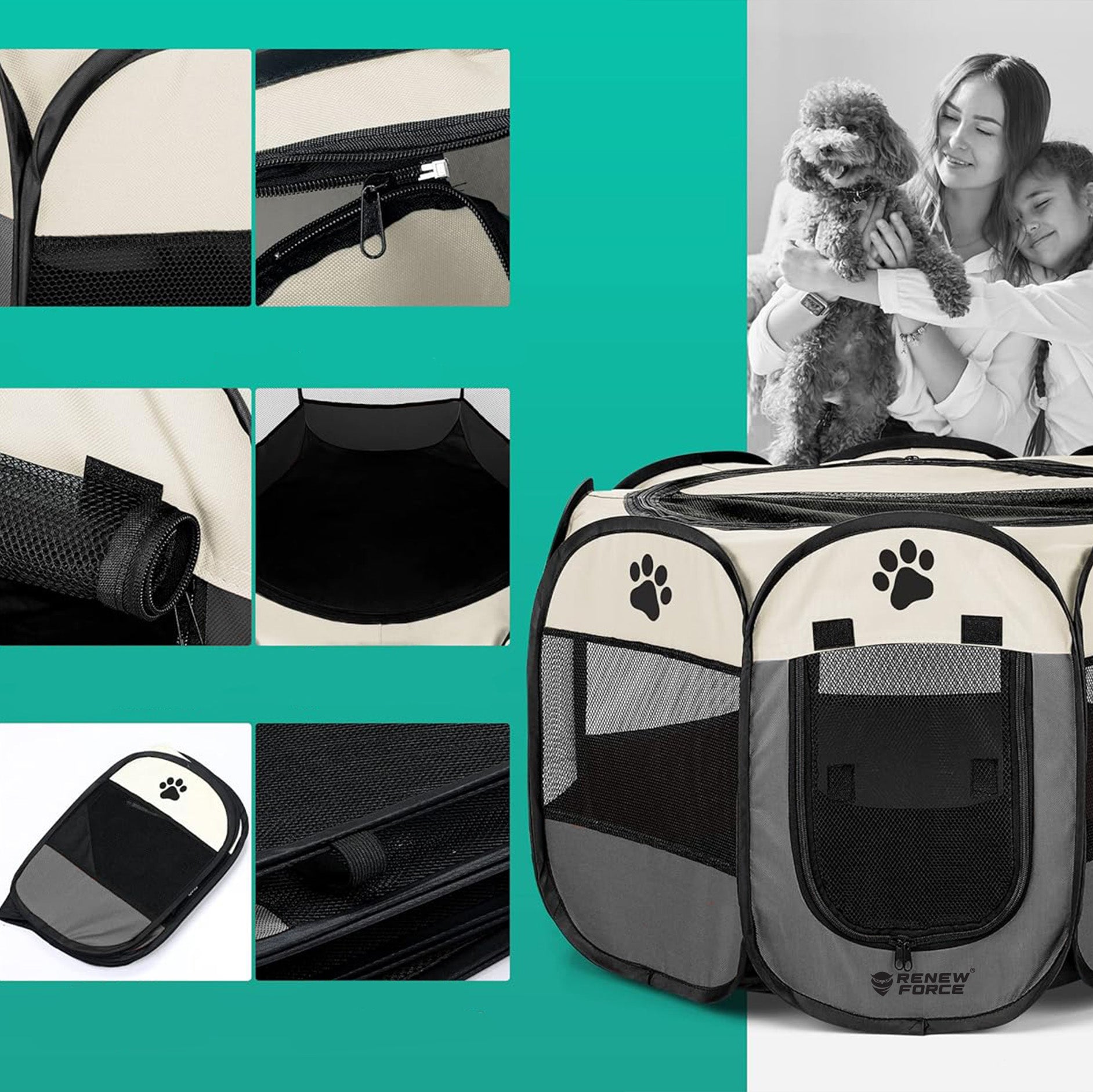 RABBIT CAT PET PLAYPEN FOR HOME FOLDING WATERPROOF 90x90cm XL Kind playpen