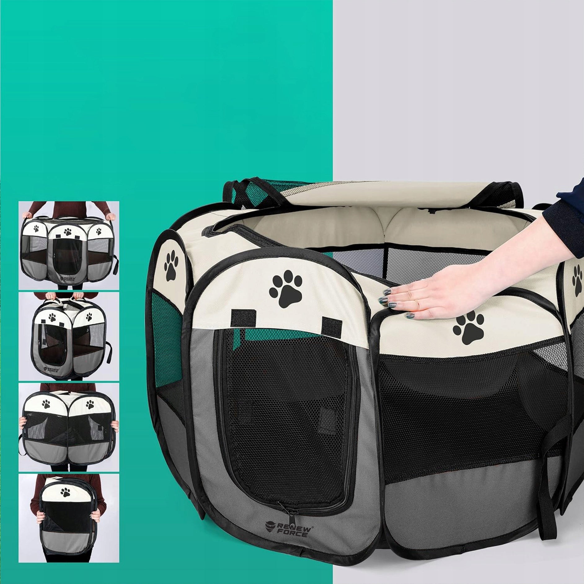 RABBIT CAT PET PLAYPEN FOR HOME FOLDING WATERPROOF 90x90cm XL Manufacturer code DLA ZWIERZĄT DO ZABAWY DUŻY SZARY KOTA