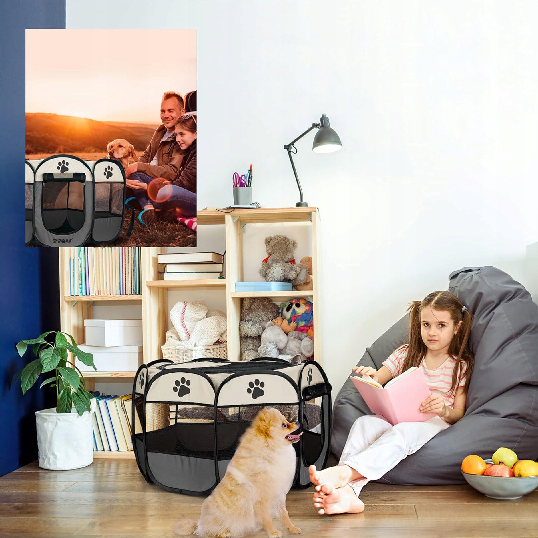RABBIT CAT PET PLAYPEN FOR HOME FOLDING WATERPROOF 90x90cm XL Product width 90 cm