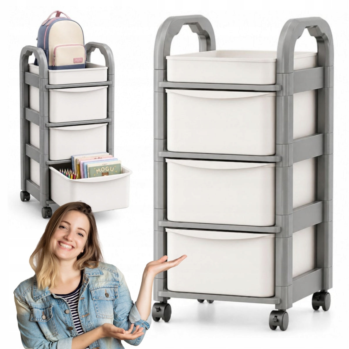 RACK ON WHEELS 3 DRAWERS ORGANIZER CABINET 54,7 X 24,5 X 33,5 CM