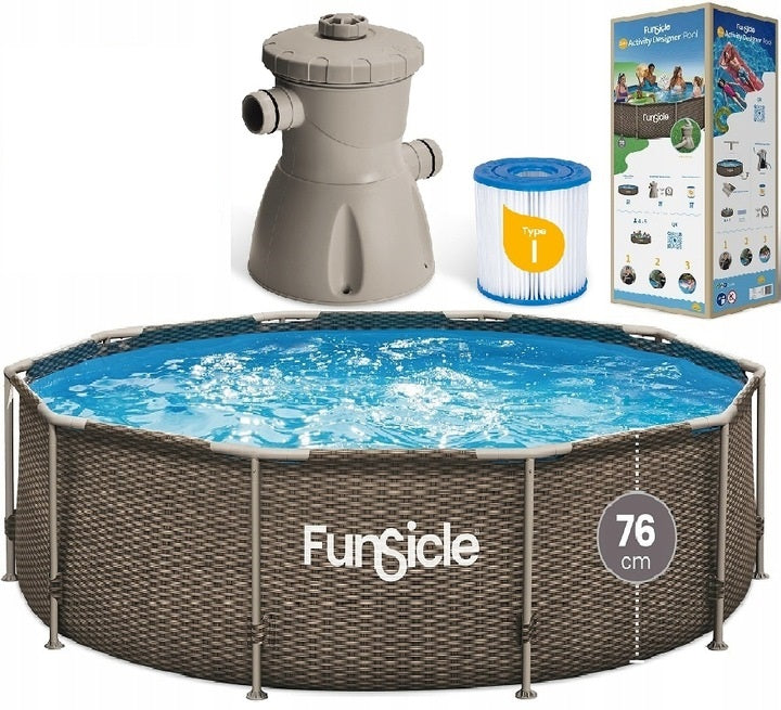 RACK POOL WITH PUMP LARGE GARDEN FAMILY ROUND 305 x 76 CM