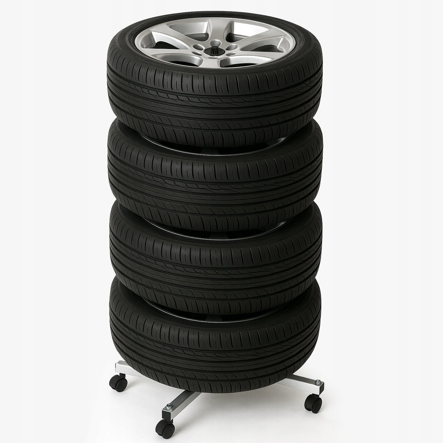 RACK WITH WHEELS TIRE WHEEL HANGER RIMS FOR GARAGE COVER Packaging status original
