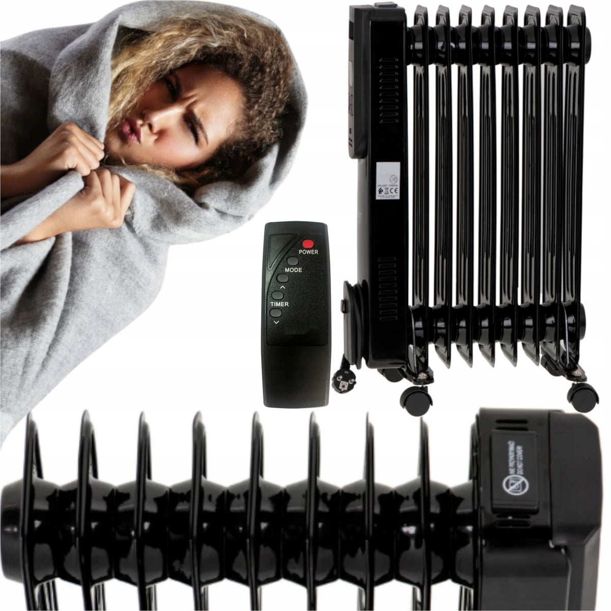 RADIATOR OIL HEATER WITH LONG HEAT TRANSFER = ENERGY-SAVING
