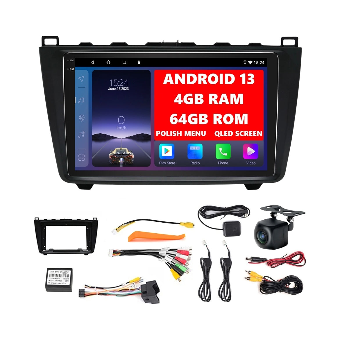 RADIO 2DIN ANDROID 13 MAZDA 6 (GH) 2008-2015 ANDROID AUTO CARPLAY 4G/64GB