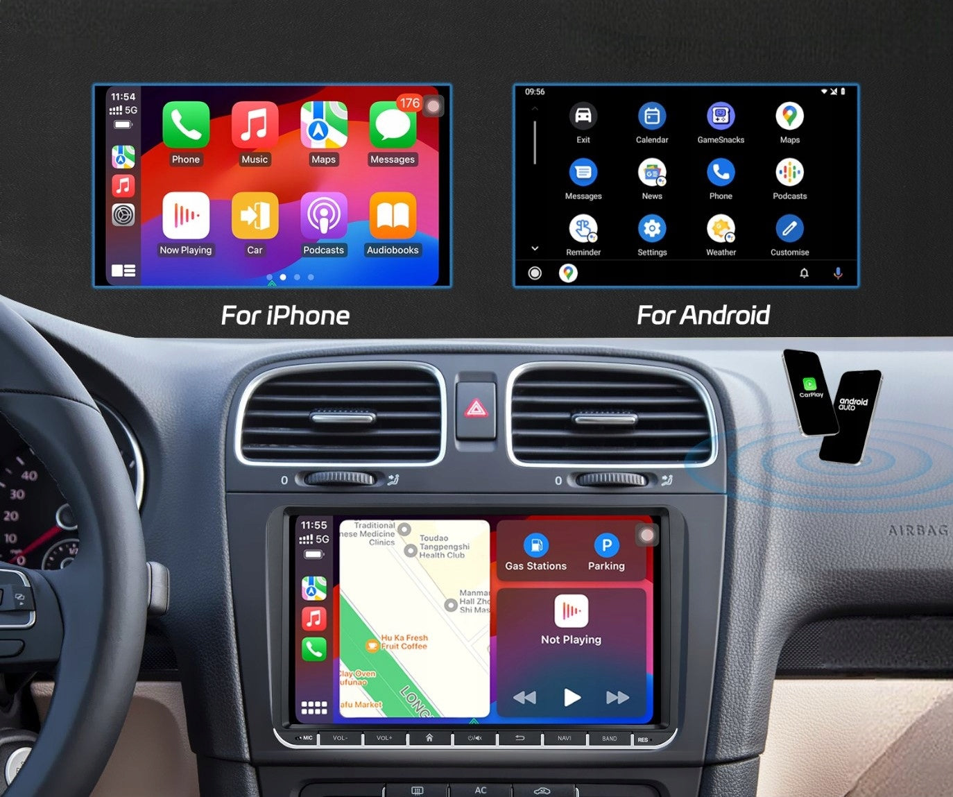RADIO 9'' 4GB/64GB ANDROID 15 GOLF V VI PASSAT B6 B7 SEAT SKODA VOLKSWAGEN Packaging status original
