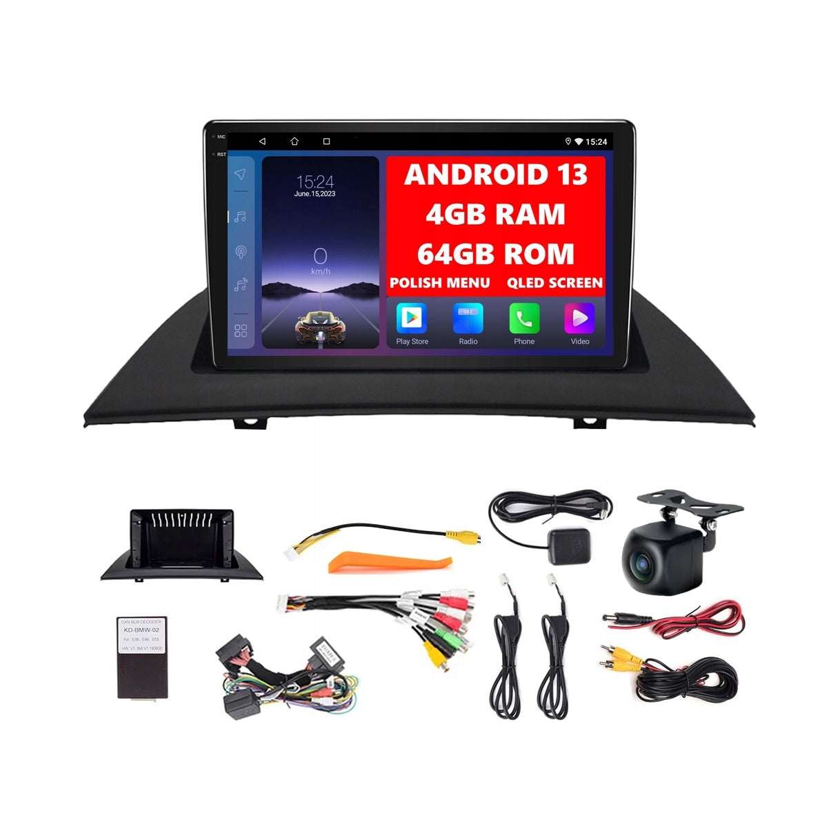 RADIO ANDROID 13 BMW X3 E83 2003-2011 CARPLAY ANDROID AUTO DSP BT 4GB/64GB