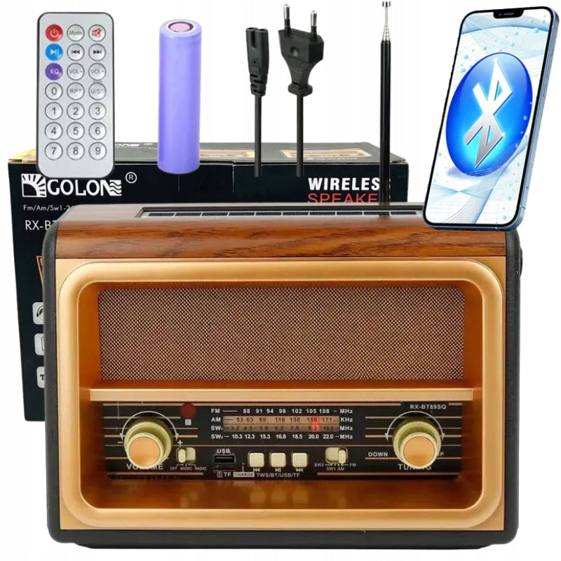 RADIO FM BATTERY VINTAGE RETRO SOLAR LARGE BLUETOOTH SOLAR REMOTE CONTROL Manufacturer code 5905699909915