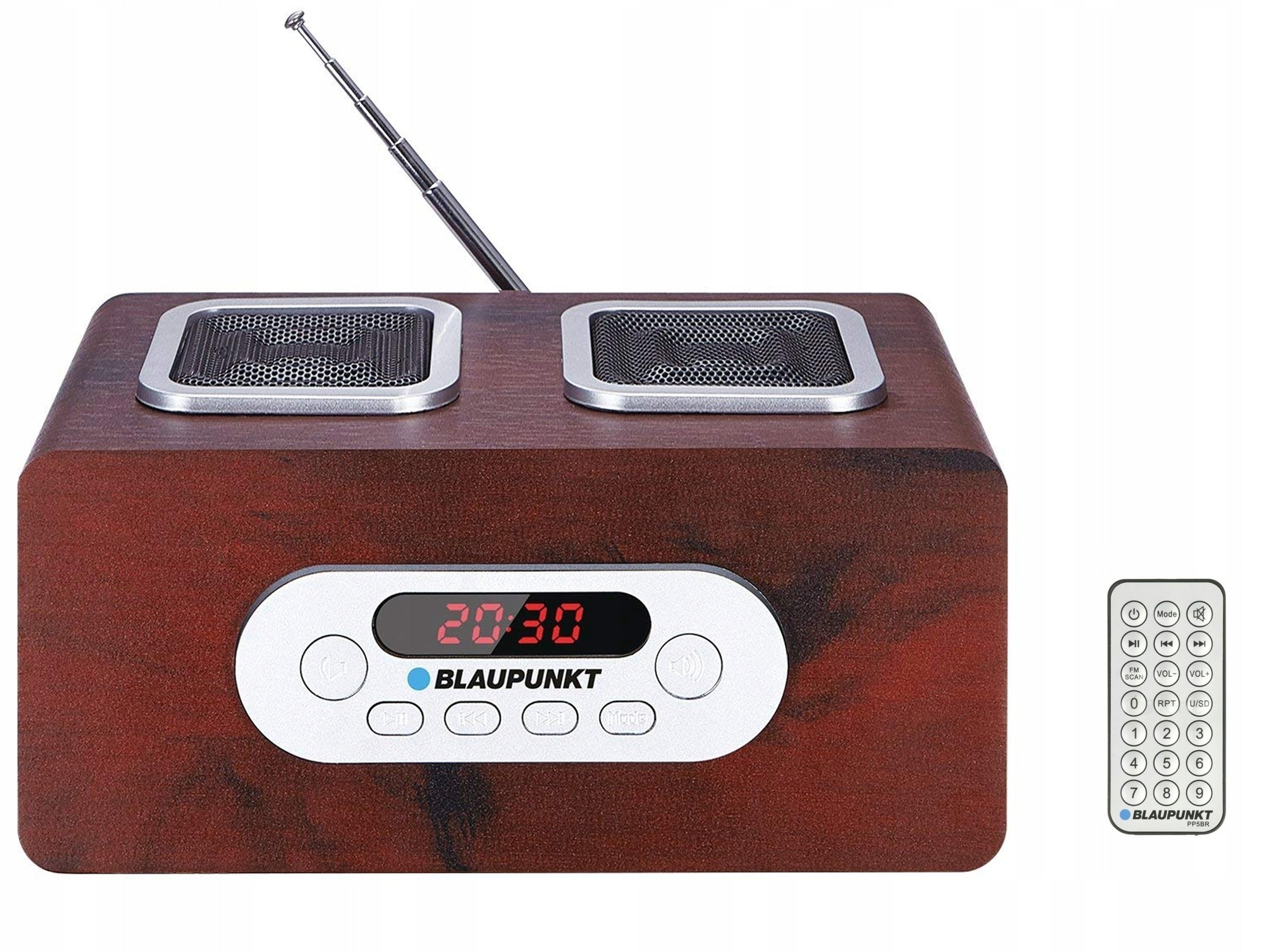 RADIO FM BLAUPUNKT RETRO MP3 RETRACTABLE ANTENNA CLOCK REMOTE CONTROL BATTERY PP5BR
