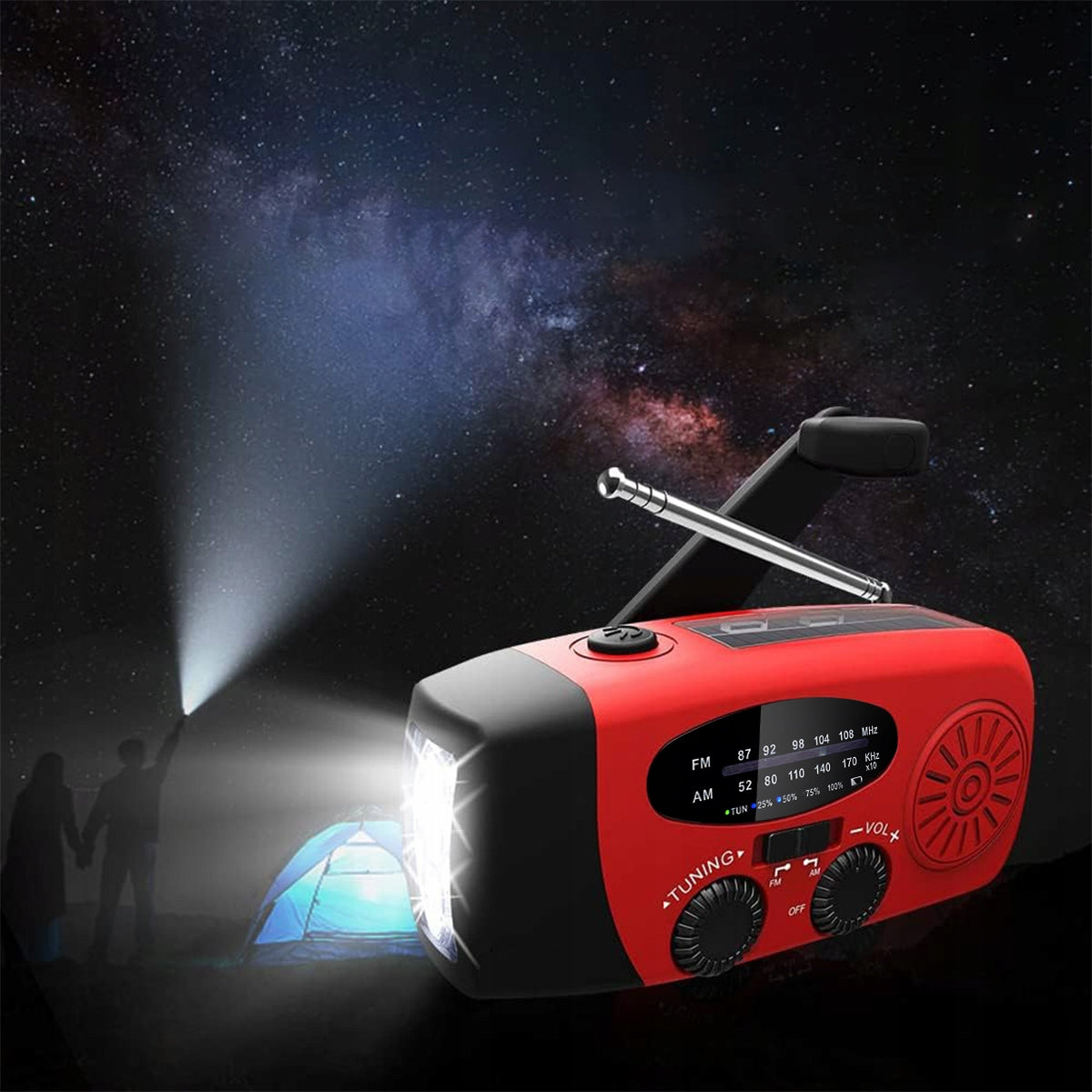 RADIO FOR CRANK portable solar emergency dynamo FLASHLIGHT Powerbank 2000mAh Brand no brand