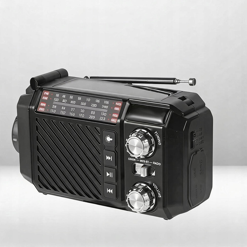 RADIO FOR SOLAR CRANK WITH FLASHLIGHT PORTABLE TOURIST AM/FM EMERGENCY Brand no brand