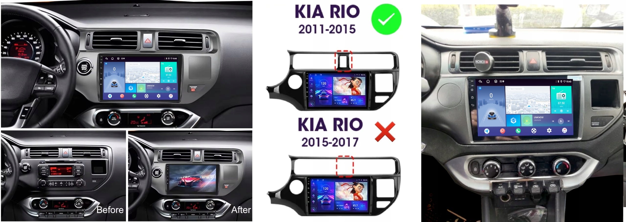 RADIO NAVIGATION CARPLAY ANDROID KIA RIO 2011-2015 4GB 64GB SIM Packaging status original