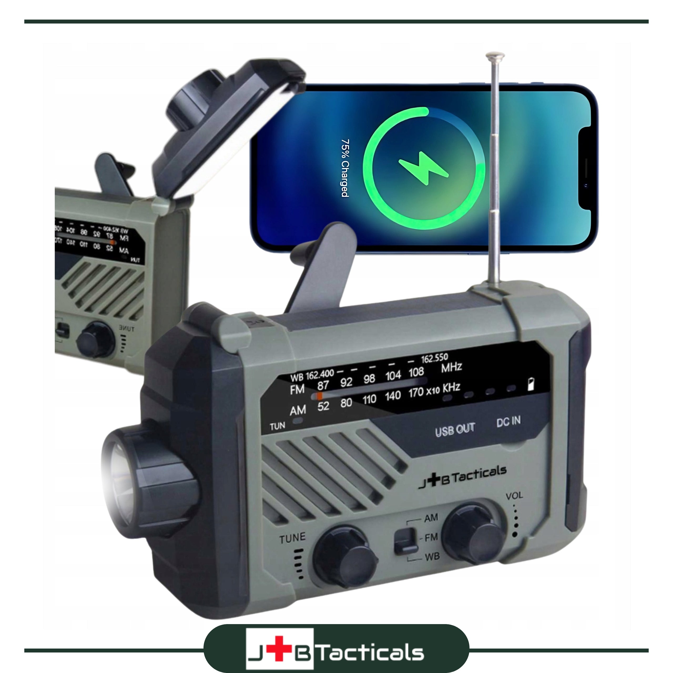 RADIO PORTABLE Emergency FM/AM SOLAR with crank POWERBANK FLASHLIGHT DYNAMO Packaging status original