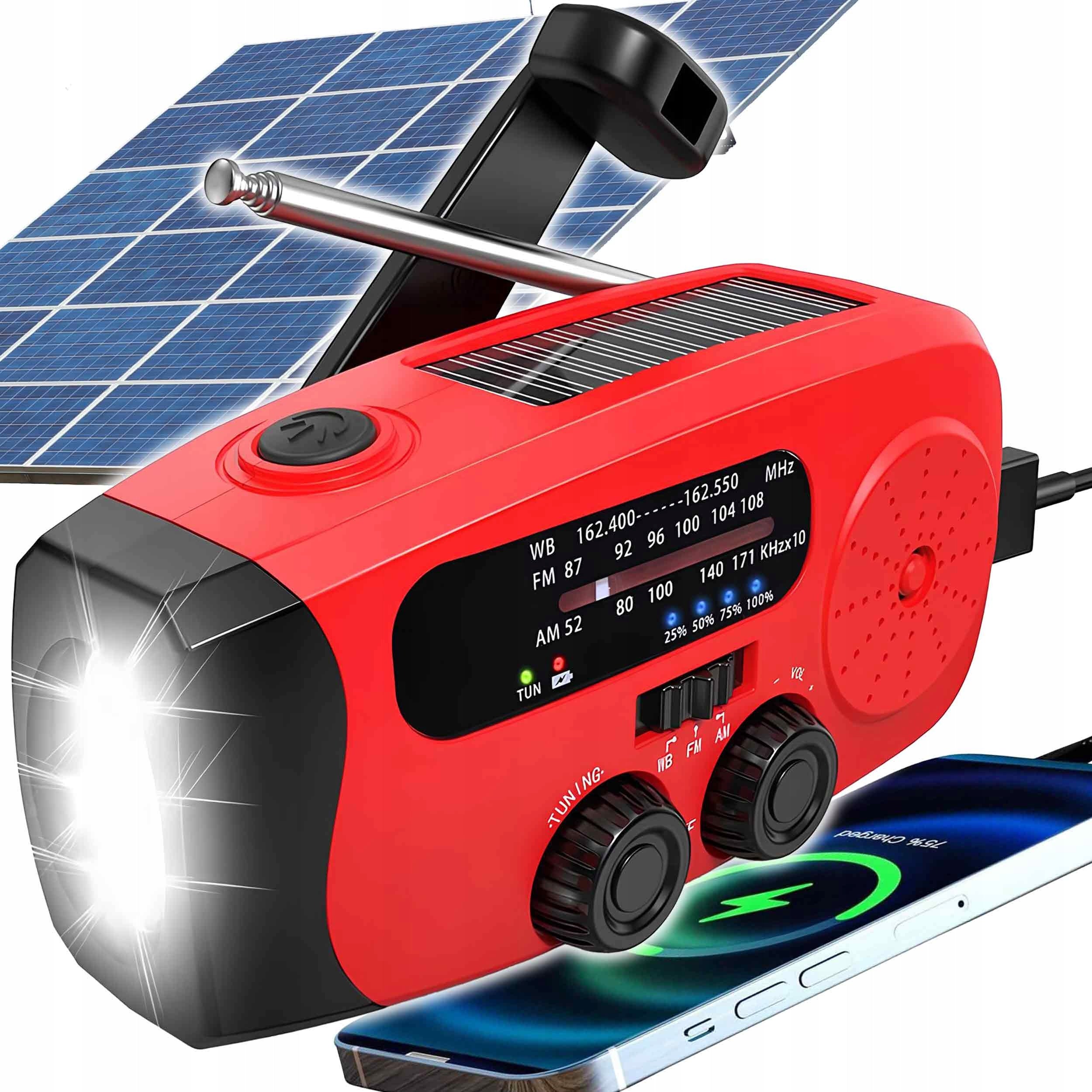 RADIO PORTABLE SOLAR CRANK ALARM DYNAMO EMERGENCY FLASHLIGHT POWERBANK 3in1