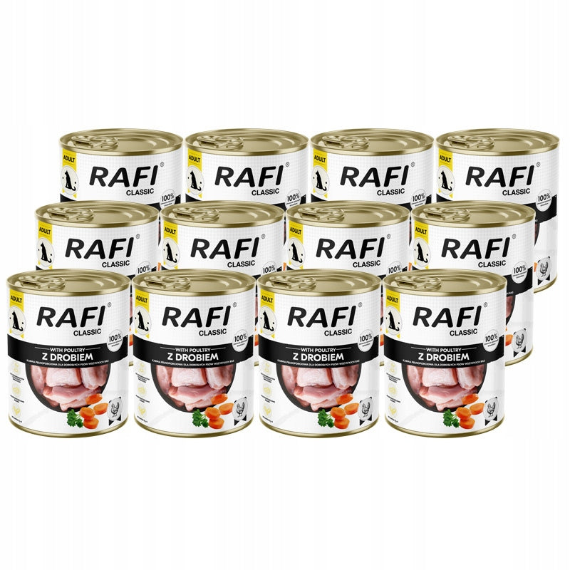 RAFI wet dog food Dolina Noteci Classic with POULTRY set 12x 800g