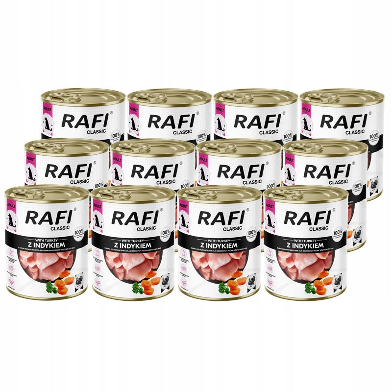 RAFI wet dog food Dolina Noteci Classic with iTURKEY set 12x 800g