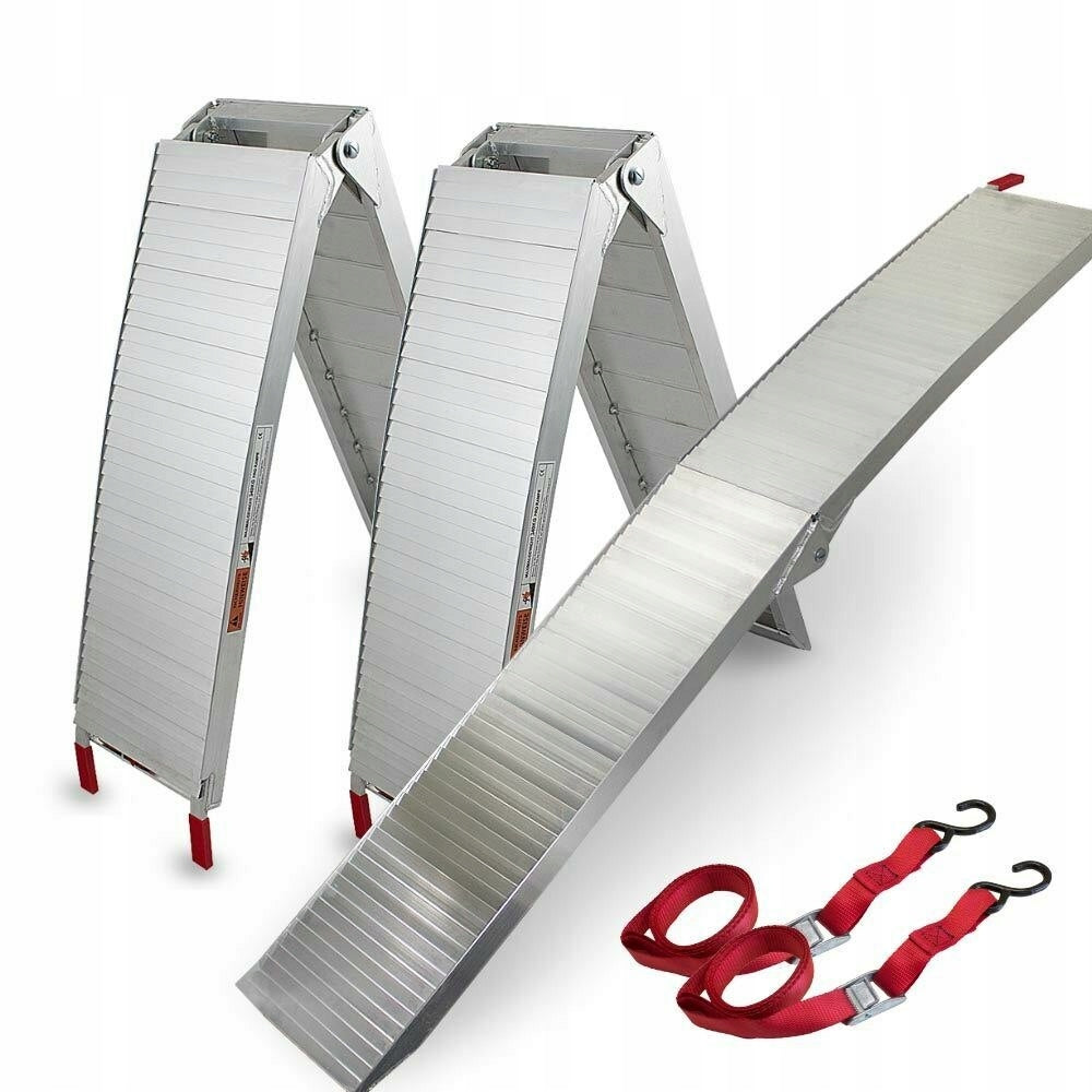 RAIDS ALUMINUM RAMPS FOLDING 680KG 2PCS MOTORCYCLE QUAD TROLLEY + 2x BELTS Manufacturer code 40389