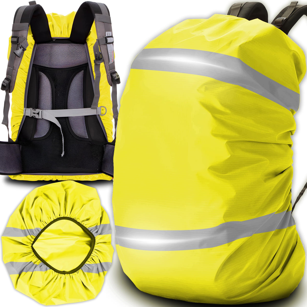 RAIN COVER FOR BACKPACK 20L YELLOW REFLECTIVE WATERPROOF