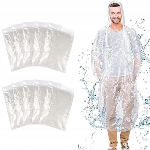 RAIN PONCHO TRANSPARENT DISPOSABLE FOR WOMEN MEN 10 Brand no brand