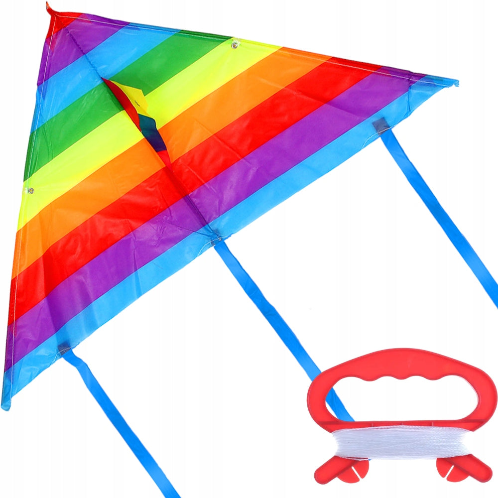 RAINBOW COLORFUL KITE FOR CHILDREN LARGE WITH STRING TOY Brand no brand