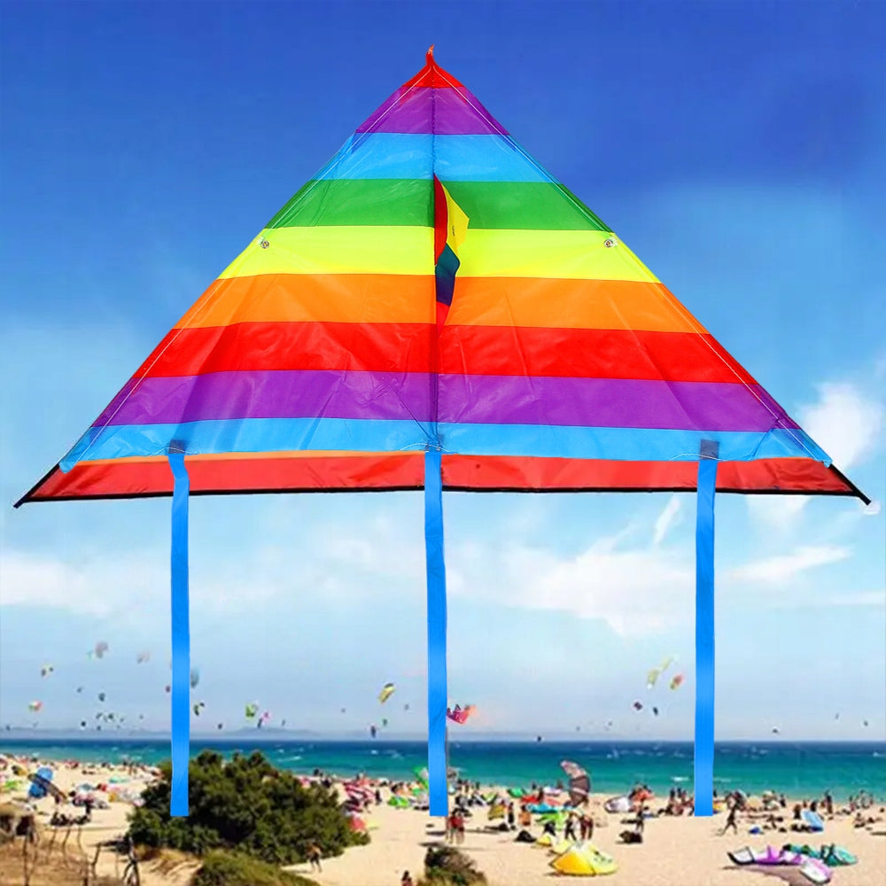 RAINBOW COLORFUL KITE FOR CHILDREN LARGE WITH STRING TOY Product height 52 cm