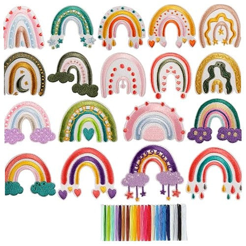 RAINBOW IRON PATCHES SET OF 18 SEWING THREADS FOR SewING