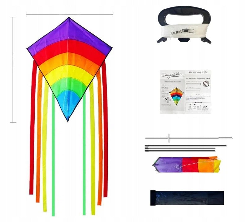 RAINBOW kite 64x158 cm FOLDING FIBERGLASS GIFT Product depth 1 cm