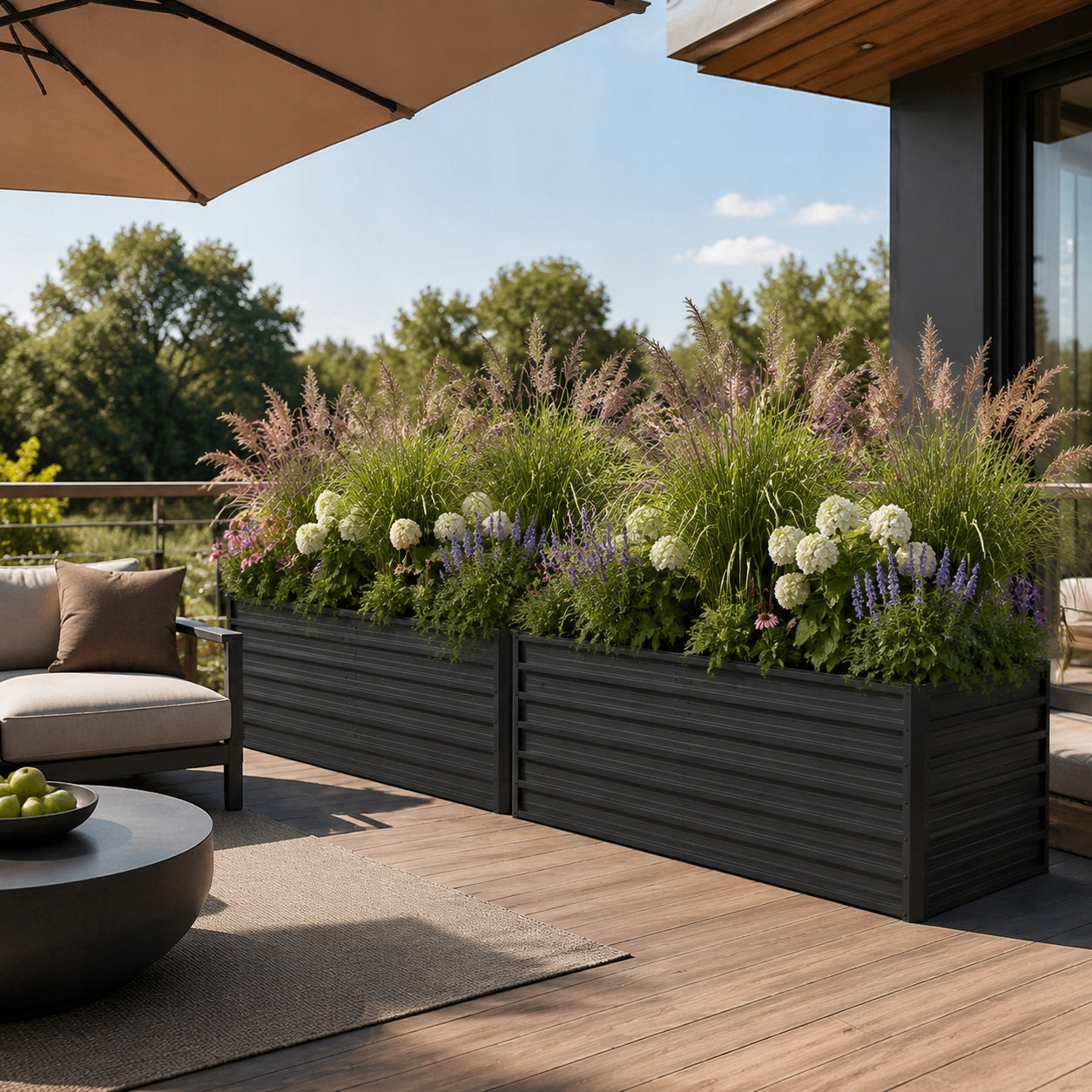 RAISED BED METAL POT WITH OPEN BOTTOM 190X90X64CM BLACK Material metal