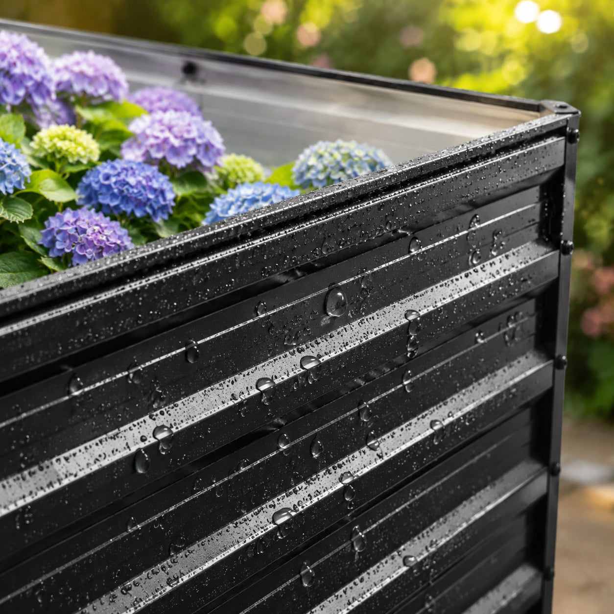 RAISED BED METAL POT WITH OPEN BOTTOM 190X90X64CM BLACK Style universal