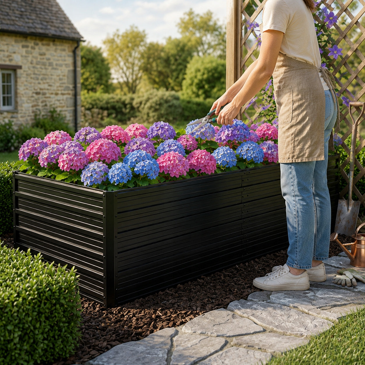 RAISED BED METAL POT WITH OPEN BOTTOM 219X112X64CM BLACK Brand no brand