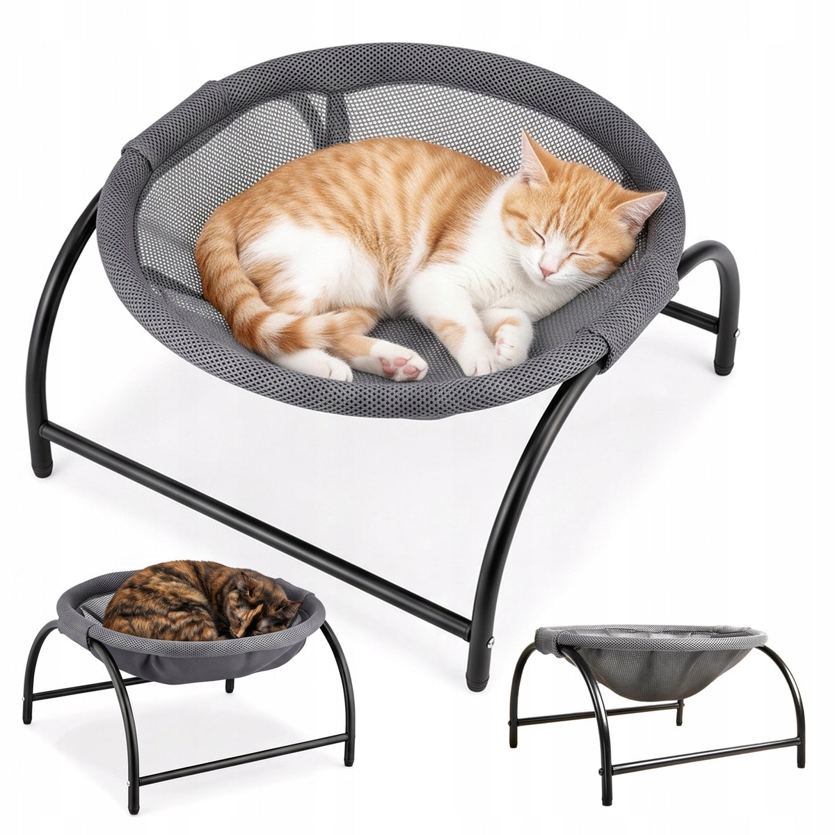 RAISED CAT BED ROUND SOFT WITH ANTI-SLIP CUSHION