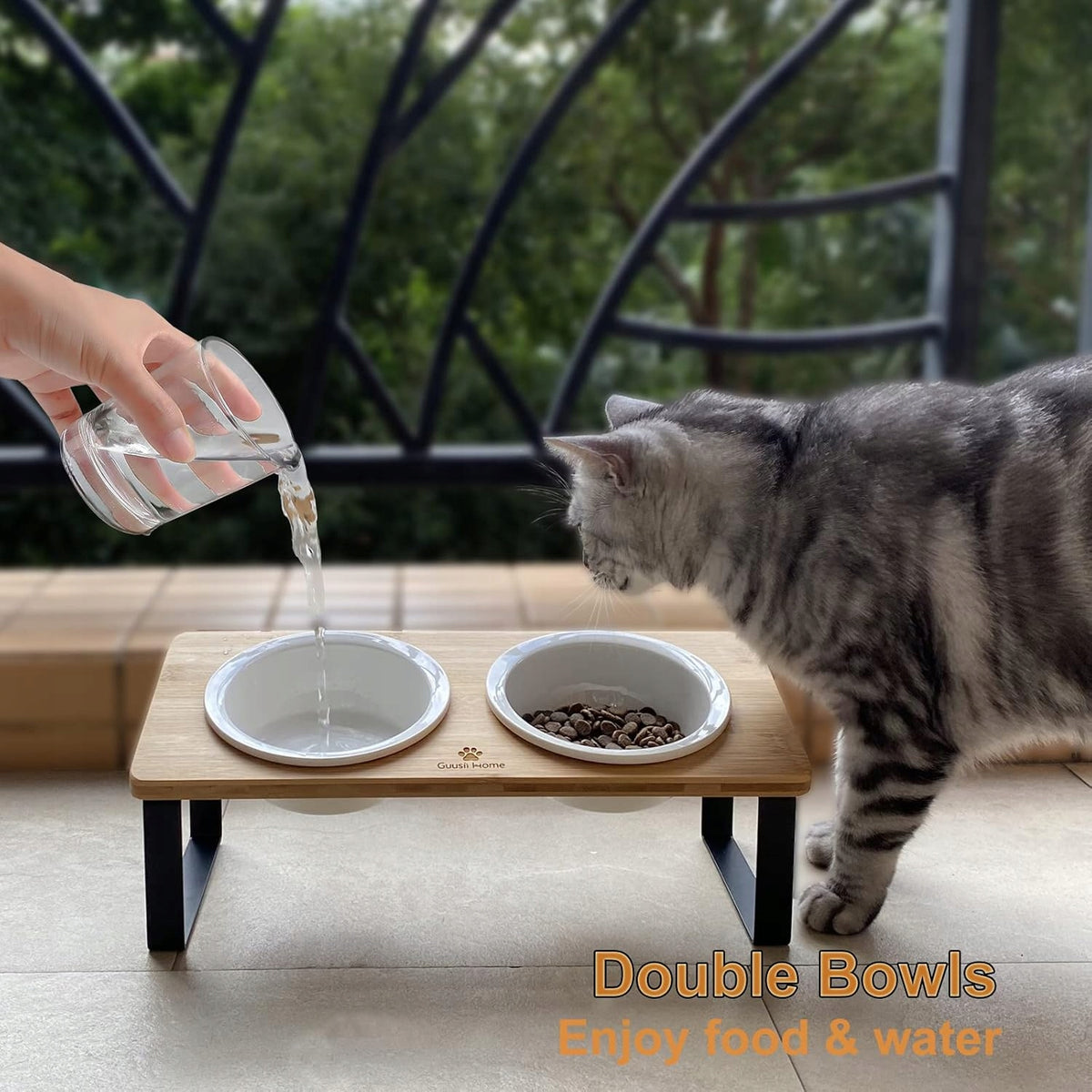 RAISED CAT BOWL CERAMIC BAMBOO 2IN1 Kind automatic feeder