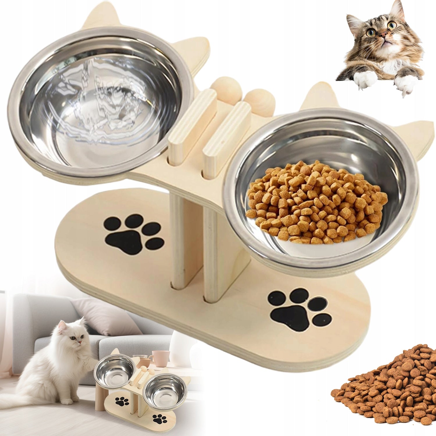 RAISED CAT BOWLS, DOG SLOPE 15° RAISED BOWL STAND