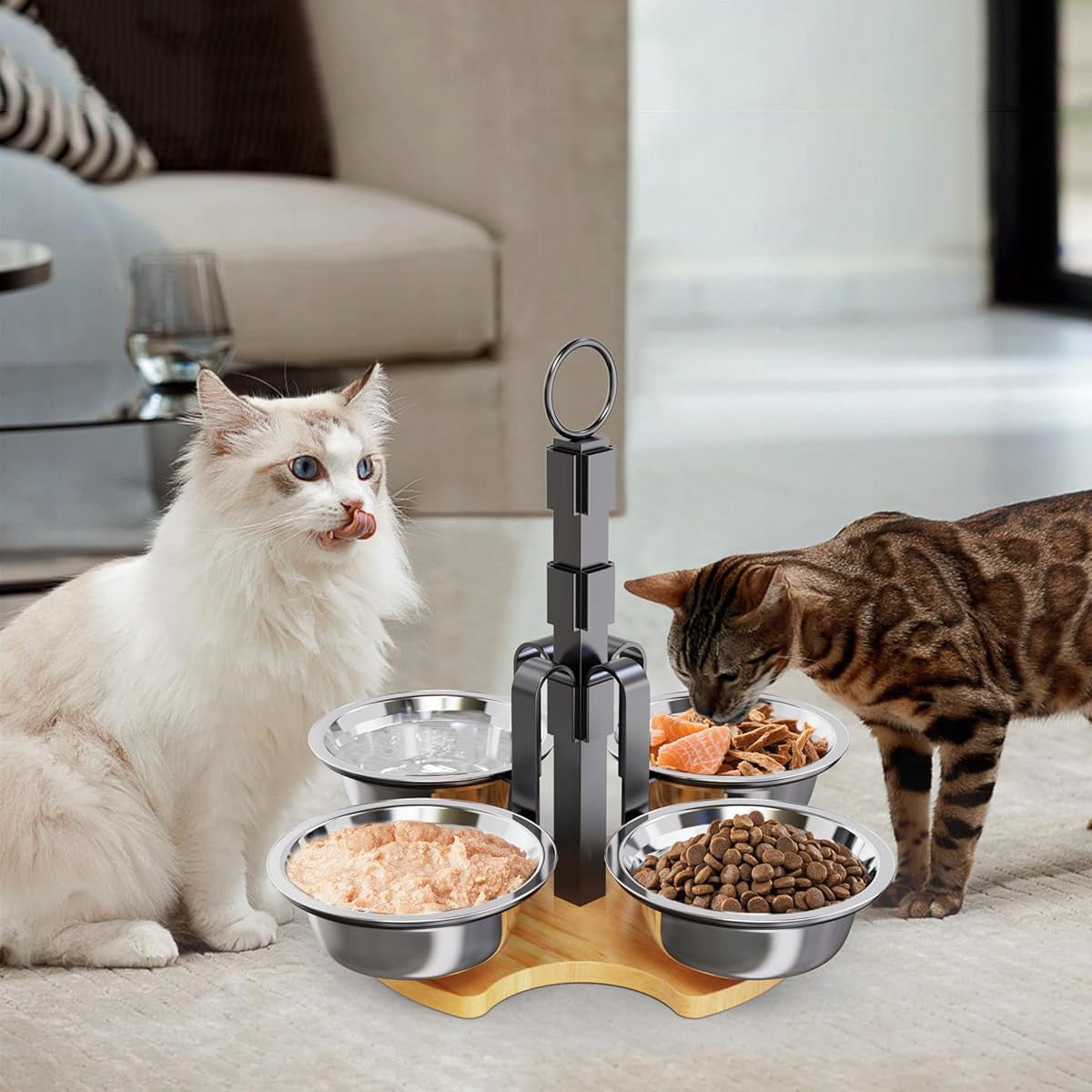 RAISED CAT FOOD BOWL, 1.6L,WITH 3 LEVEL ADJUSTMENT SLOW BOWL Packaging status original