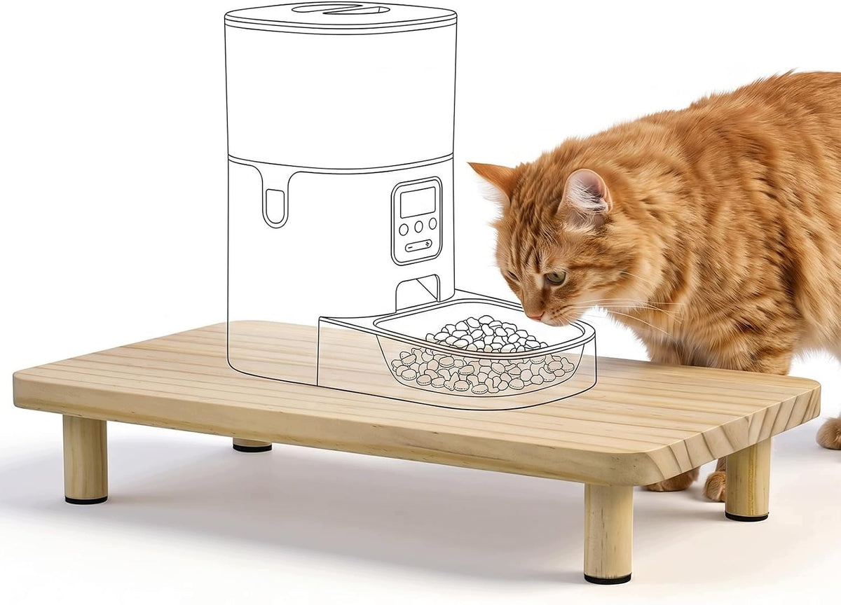 RAISED STAND FOR CAT FOOD SOLID WOOD 34,3X20CM