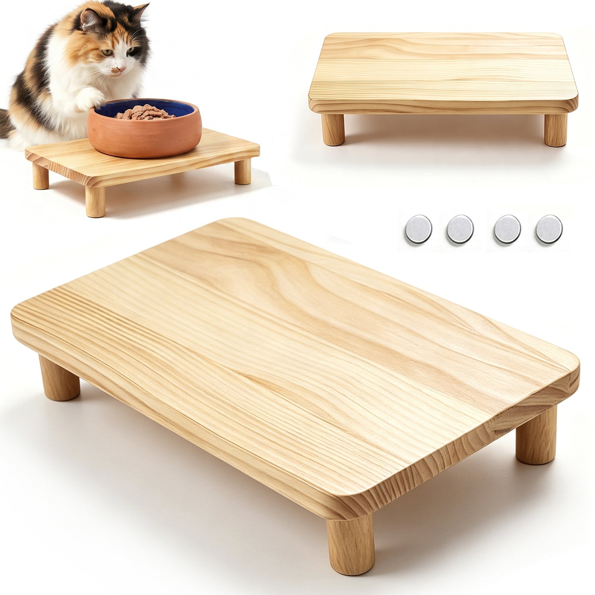 RAISED WOODEN BOWL STAND SOLID FOR CATS DOGS 34,3X20X6,1CM Manufacturer code 671109377074scsdvgfr