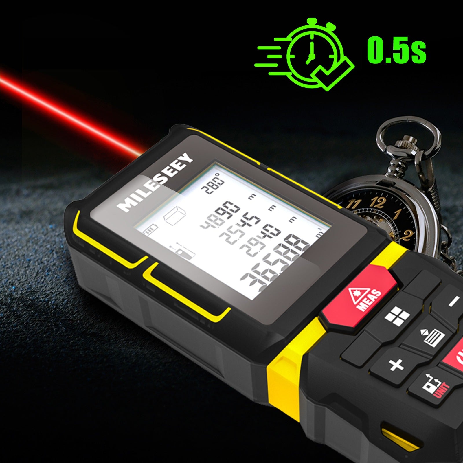 RANGEFINDER LASER DIGITAL DISTANCE METER FOOT TO ANGLE 100 METERS USBC Measurement accuracy (+/- mm) 2