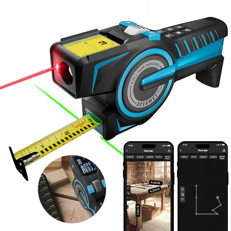 RANGEFINDER TAPE MEASURE POINT INDICATOR GREEN LASER 3IN1 APPLICATION TEL