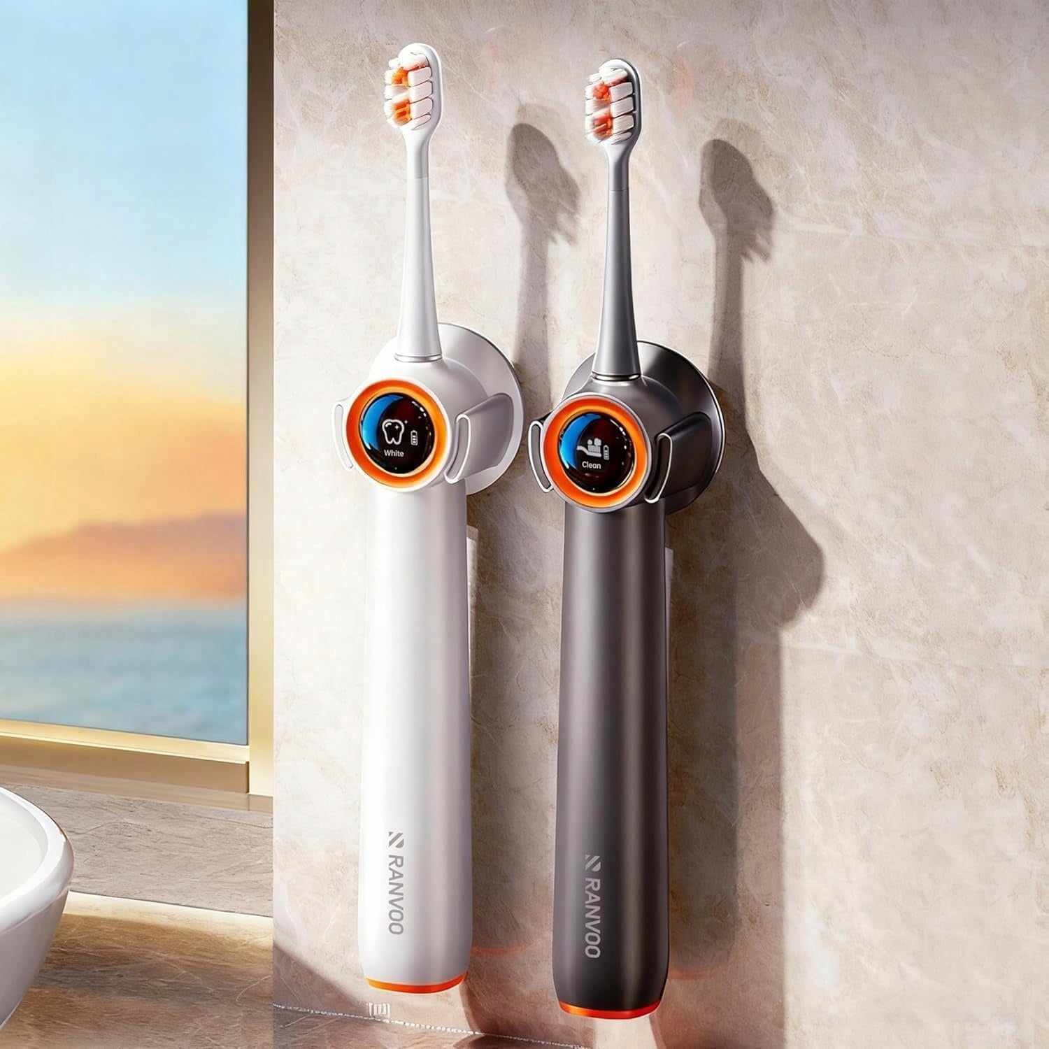 RANVOO AirJet Sonic Toothbrush Steel Blue 3 Tips Brand no brand